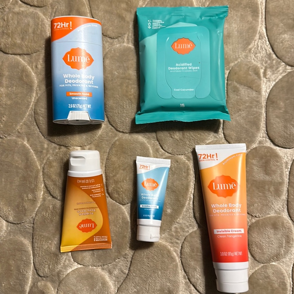 Lumes, deodorant, and wipes set of five